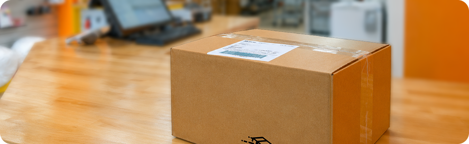 Packaged parcel ready for shipment and shipping services at Oh Ship! in Tamarac, FL.