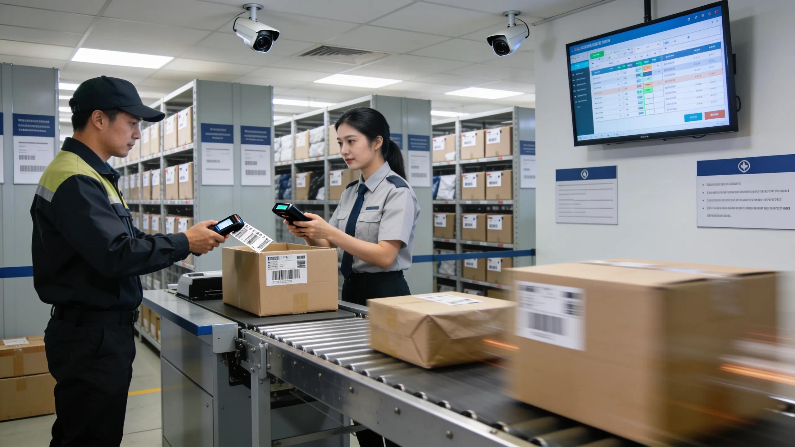 Secure parcel handling area demonstrating package acceptance and processing to ensure safety and efficiency for users at Oh Ship! in Tamarac, FL