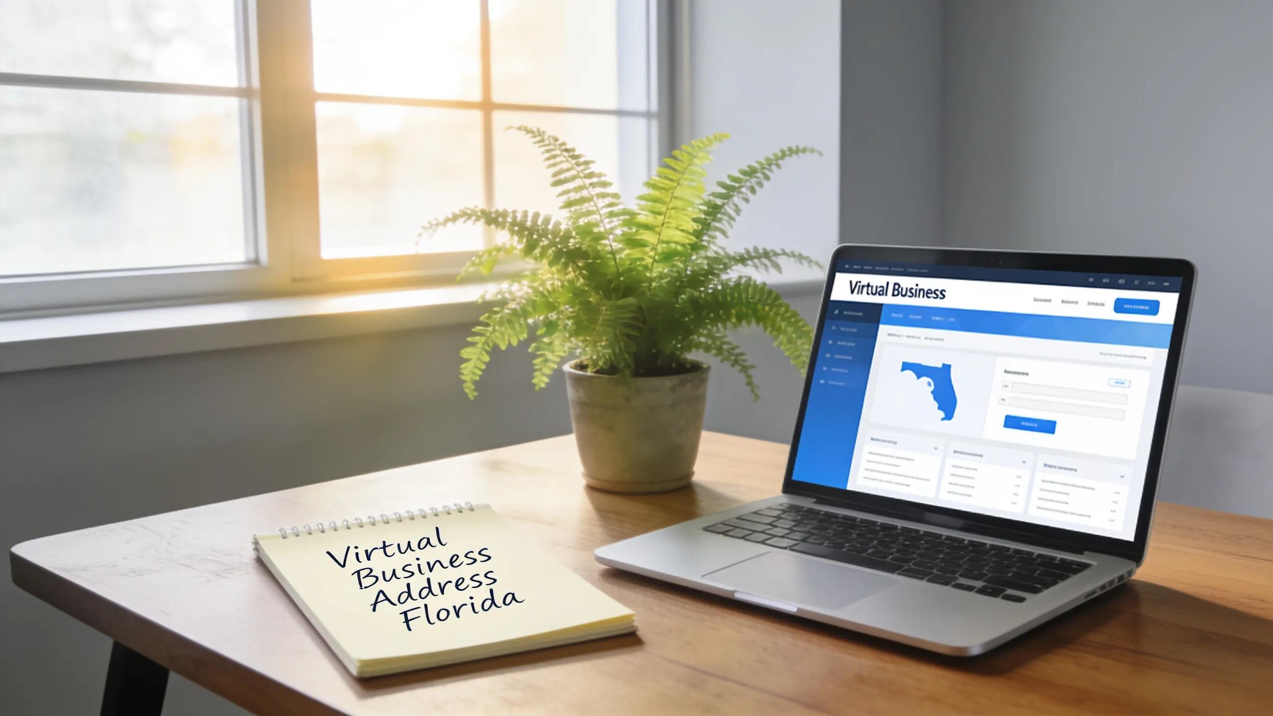 Modern workspace illustrating the concept of virtual business addresses for Florida LLCs